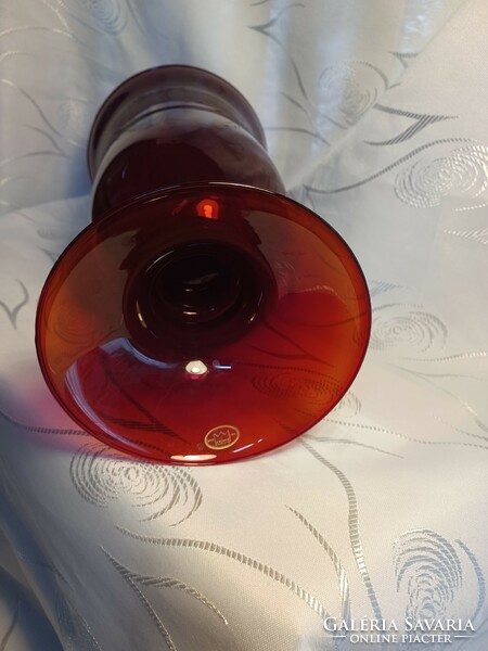 Crimson footed goblet / vase glass kromer