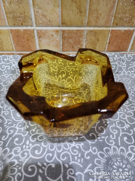 Glass antique amber art deco tray