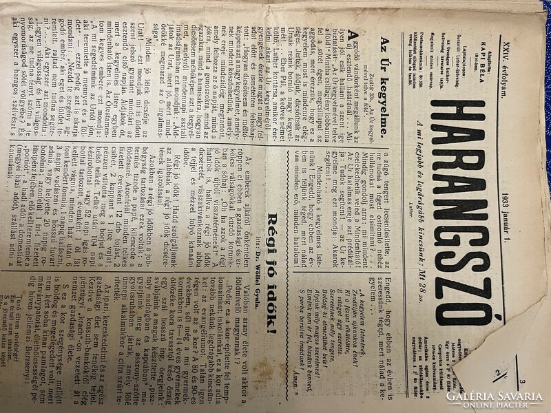 Original copies of Harangszó weekly from 1922-1933