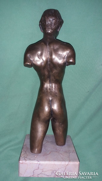 Antique beautiful solid bronze male nude sculpture on a marble plinth cm as shown in the pictures