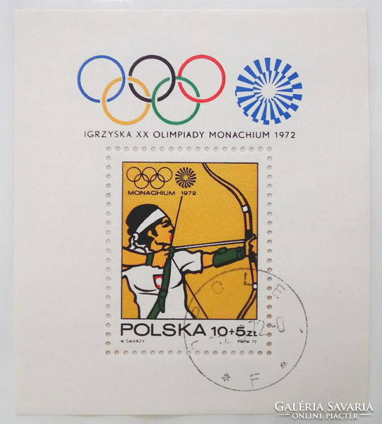 1972. Lengyelország - Olimpia München '72 - blokk, pecsételve