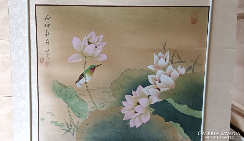 Kínai selyem kép papír hordozón 61 x 51 cm