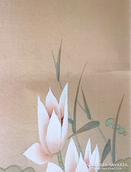 Chinese silk picture on paper support 61 x 51 cm