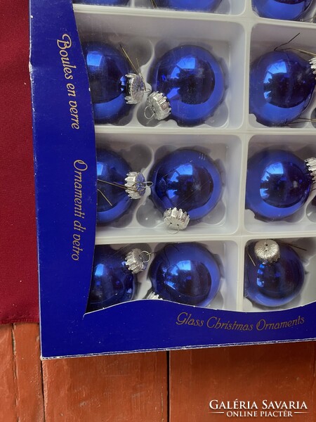Beautiful blue sphere Christmas tree decoration package for Christmas. Glass