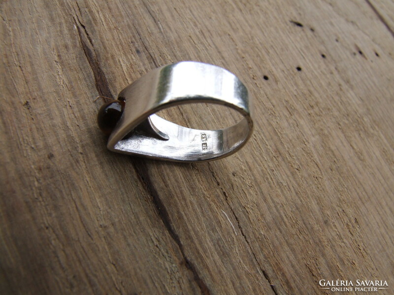 Silver ring with tiger eye (221030)