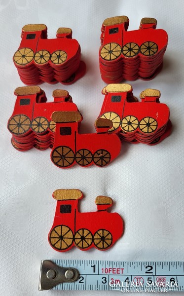 Christmas red wooden train locomotive decoration prop ornament