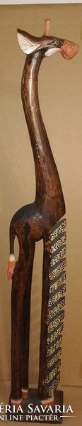 Beautiful imposing wooden carved giant African giraffe statue book / plate shelf 152 cm as shown in pictures