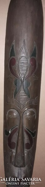 Old wood carved beautiful Polynesian islands wall sculpture mask/cult shield 102 cm as shown in pictures