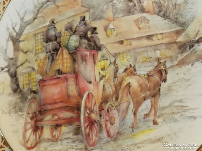 Wall plate, English porcelain, horse carriage.