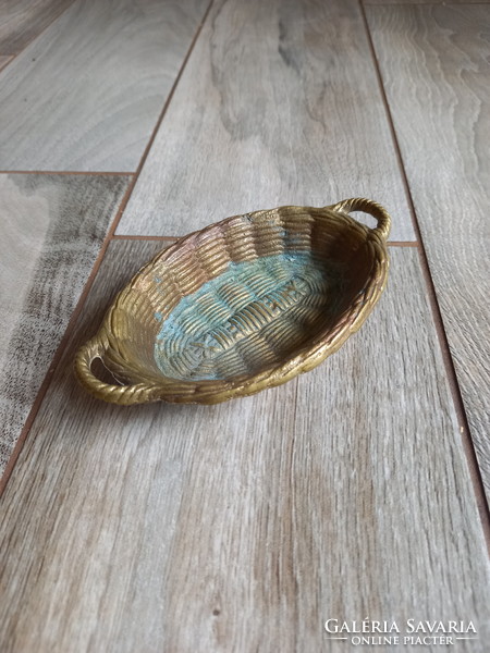 Solid antique copper offering basket/ring holder (14.3x8.5x3 cm)