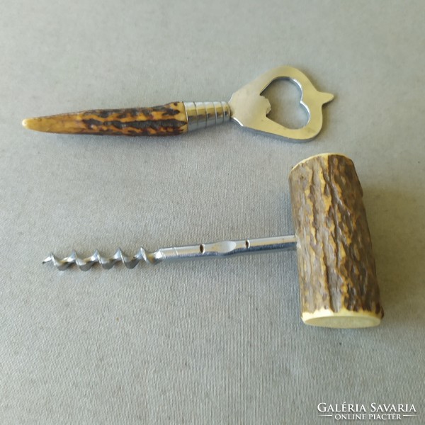Retro antler-handled beer opener and corkscrew for sale!