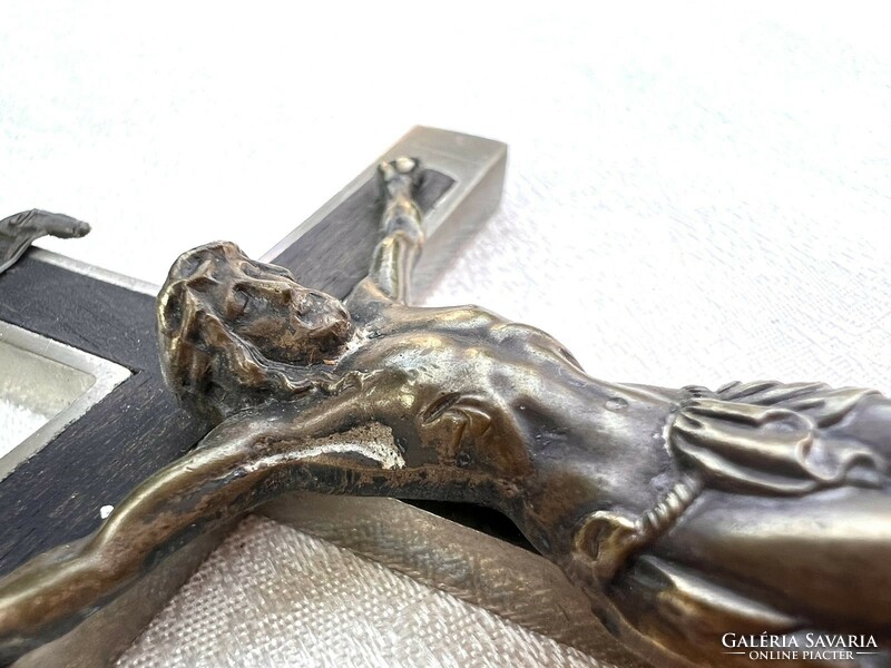 Jesus on the cross metal and bronze crucifix