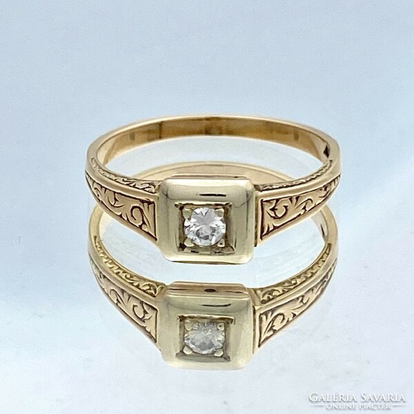14K old gold ring with brilliant approx. 0.15 Ct.