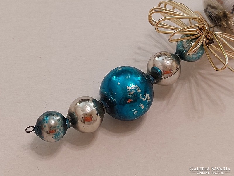 Old glass Christmas tree ornament blue silver figurative glass ornament