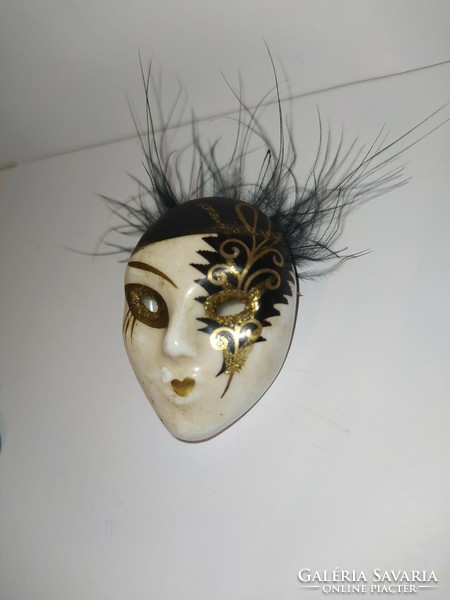 Vintage porcelain Venetian mask brooch
