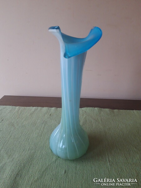 Double-layered, old, blown glass calla-shaped vase - 30 cm