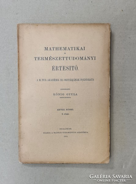 Journal of mathematics and natural sciences - xxviii. Volume, Booklet 2 (1910) 21 pieces for sale only!!