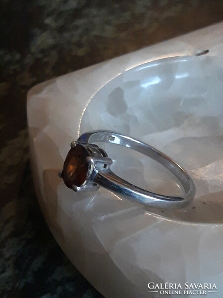 Old silver ring with sapphire stone - size 54