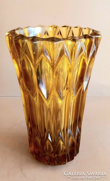 Amber colored glass vase, great bargain moser stile