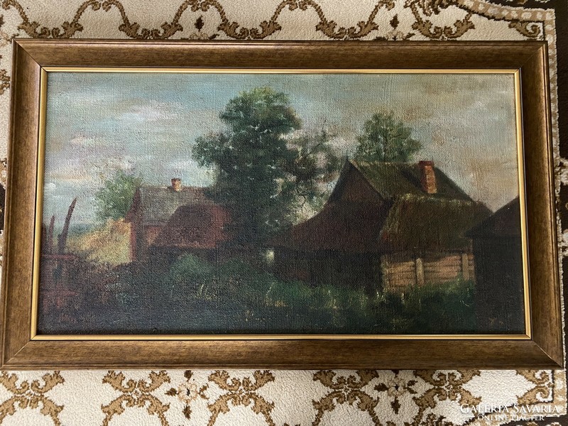 Antique painting from Nagybánya without markings on burlap (from Máromarossziget)