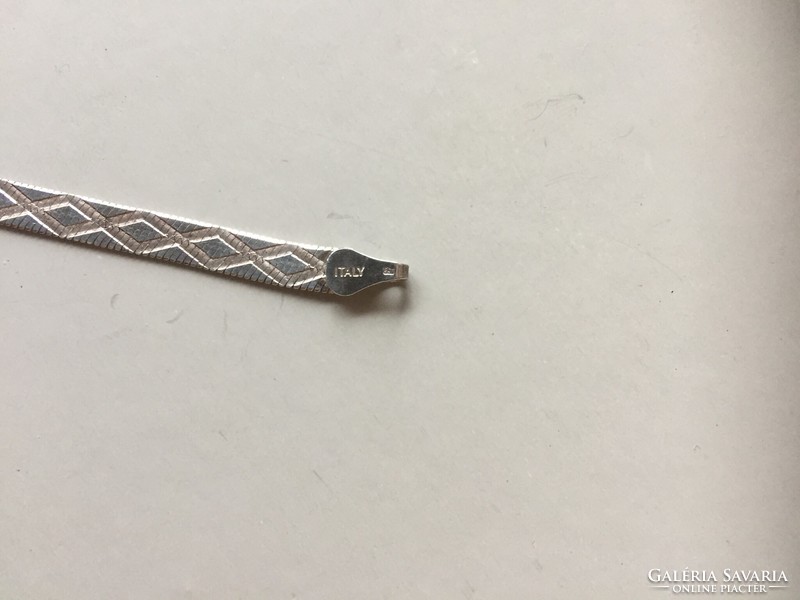 Ezüst, lapos kígyó karkötő, jelzett, 19 cm, 4,2 gramm  (FÉD)