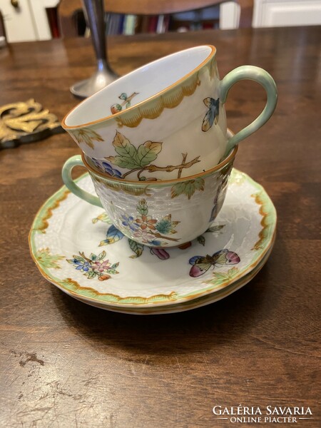 Herend Victoria pattern coffee cup and saucer, 2 pcs. 1945 Completely intact, collector's item.
