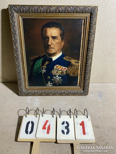 Nyakas szignóval Horthy Miklós portré, olaj, vászon, 40 x 50 cm-es