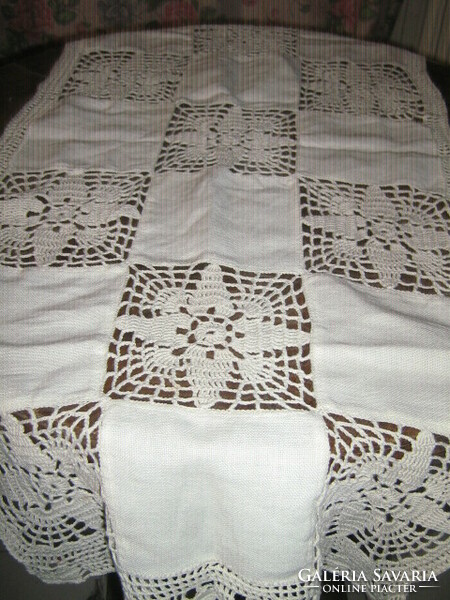 Wonderful antique tablecloth with handmade crochet insert