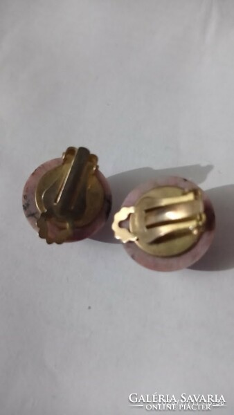 Antique pink mineral clip, earrings, art deco women's jewelry
