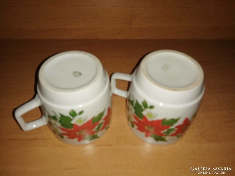 Pair of Zsolnay porcelain poinsettia mugs (28/d)