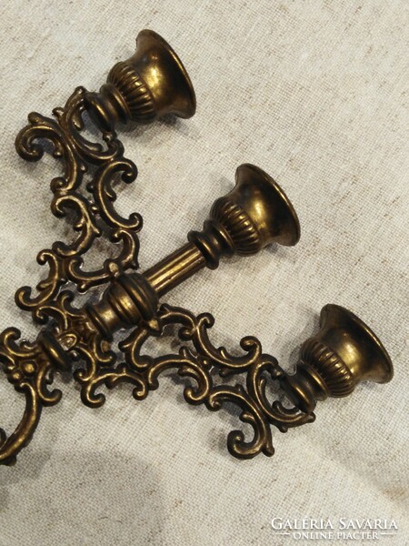 Cast, brass candle holder - three prongs