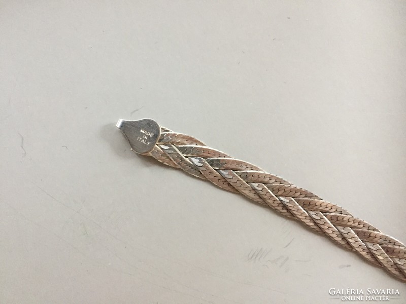Silver, Italian, braided, wide bracelet, marked, 17 cm, 6.1 grams (feet)