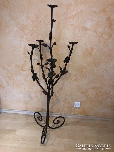 Antique bronze colored 5-branch standing candle holder