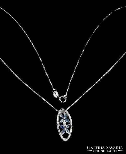 925 sterling silver pendant with blue sapphires