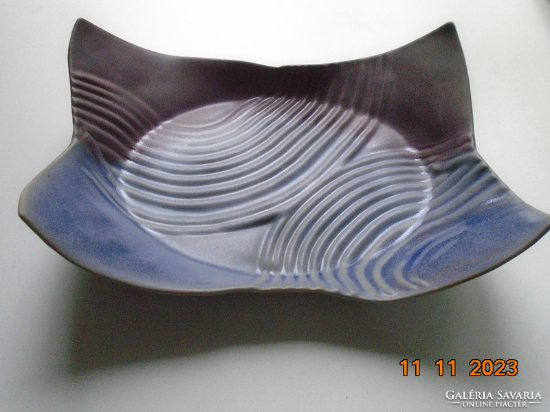 1985 Rosenthal látványos EGYEDI Johan van Loon Studio Line geometrikus dombor biszkvit porcelán tál