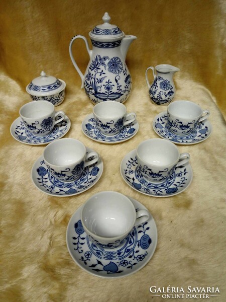 Bohemia henriette coffee set with blue pattern for sale in display case