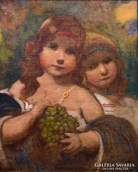 Zoltán Veress (1868-1935) girls with grapes