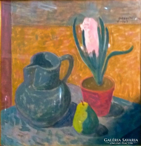 Gábor Móric (1889 - 1987) : Art-deco csendélet  1963