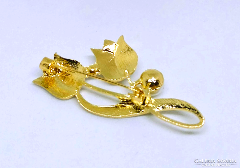 Clear crystal tulip brooch with gold-plated socket 10