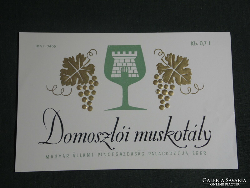 Wine label, eger cellar farm, Domoszló Muscat white wine