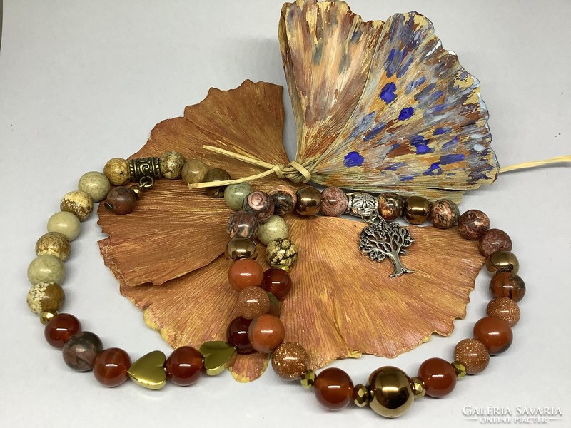 Paired with autumn colors, unique unisex mineral bracelets