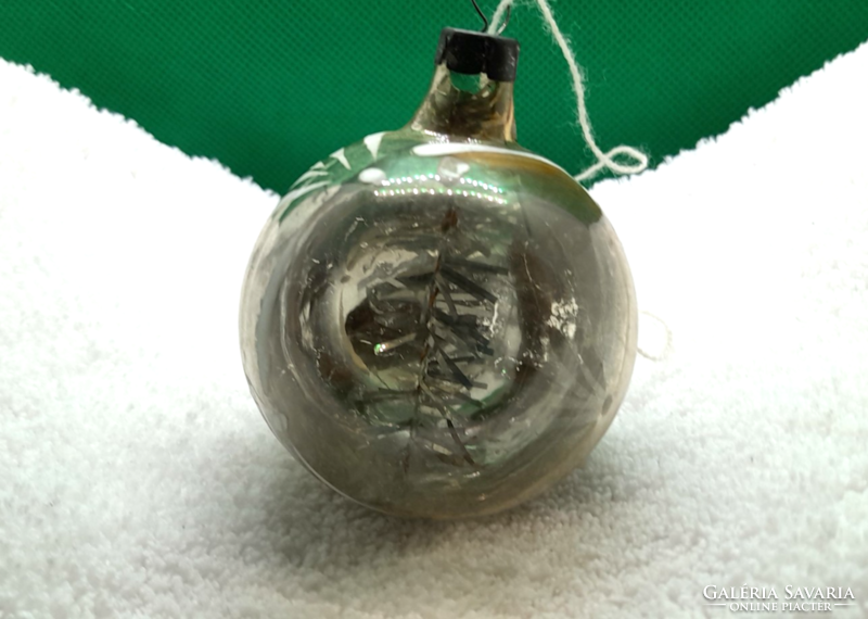 Régi üveg "töltött" gömb karácsonyfadísz