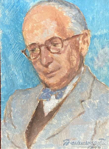 Tibor Gyurkovics portrait of a man with glasses from 1956.