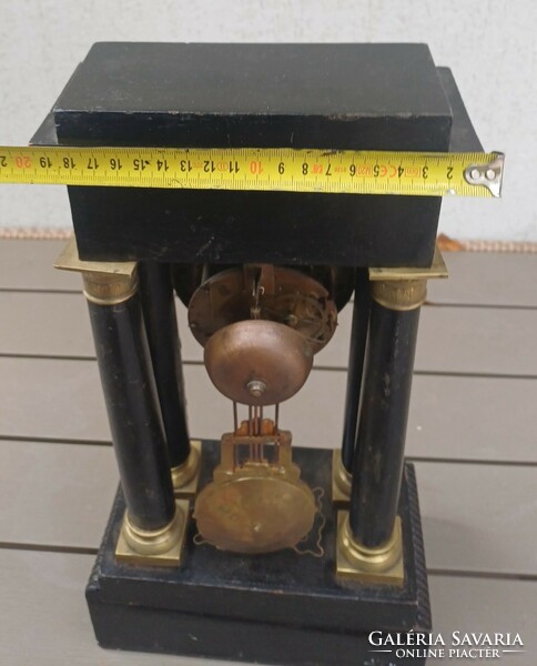 Antique table clock Biedermeier inlaid clock with half strike