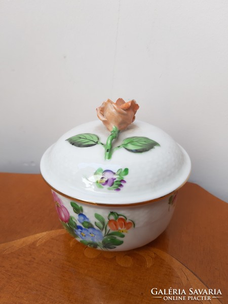Antik rózsagombos herendi porcelán bonbonier