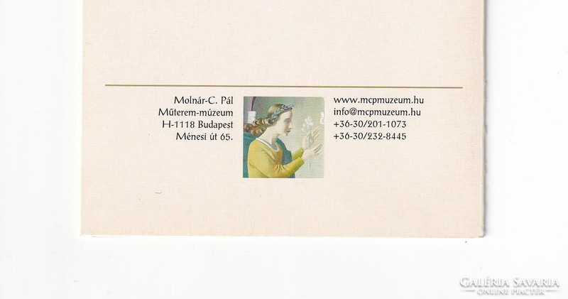 K:015 Karácsony képeslap postatiszta kinyitható ( Molnár-C. Pál : Angyali Üdvözlet) Műterem-Múzeum