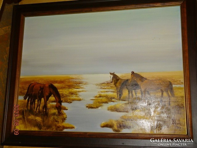 Gallery owner !!! István Dér (1937- ): horses on sleds 1992 (free delivery within mao.
