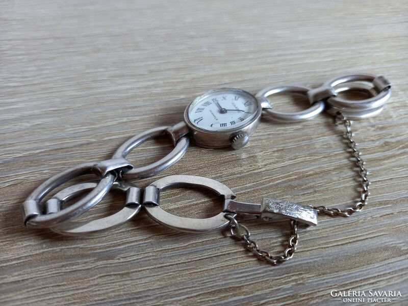 Silver anchor antique women's wristwatch
