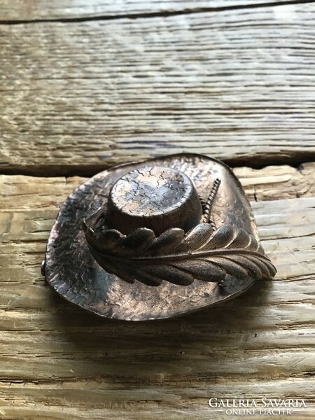 Antique large copper hat brooch