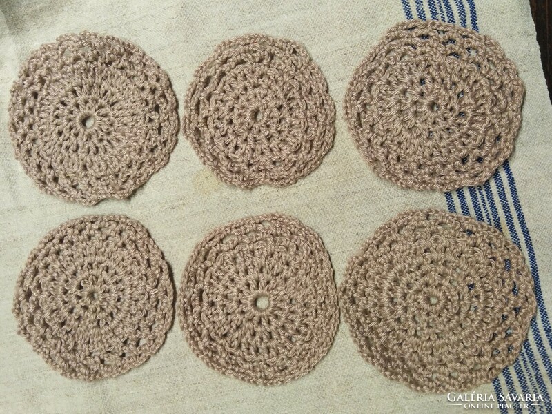 Crochet coasters - vintage style / beige color - 6 pcs.